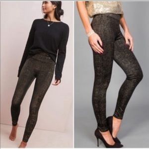 Spanx black gold shimmer leggings.